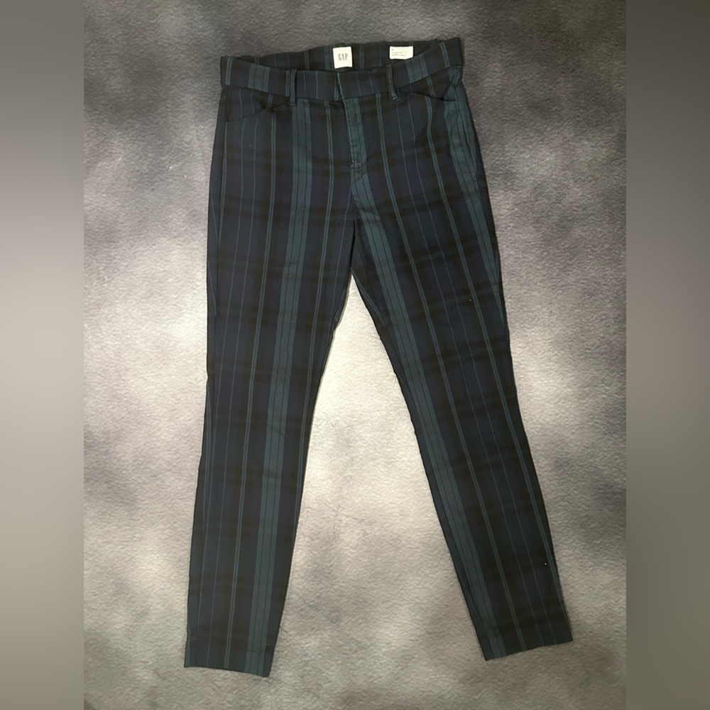 GAP Women’s Plaid Chinos - Blue and Green size 4 Signature Skinny Ankle